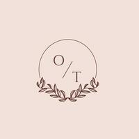 OT initial monogram wedding with creative circle line vector