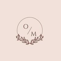 OM initial monogram wedding with creative circle line vector