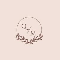 QM initial monogram wedding with creative circle line vector