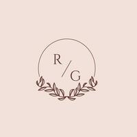 RG initial monogram wedding with creative circle line vector