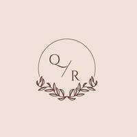 QR initial monogram wedding with creative circle line vector