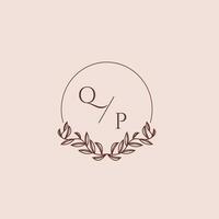 QP initial monogram wedding with creative circle line vector