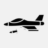 Icon fighter jet. Military elements. Icons in glyph style. Good for prints, posters, logo, infographics, etc. vector