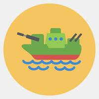 icono batalla barco. militar elementos. íconos en color compañero estilo. bueno para huellas dactilares, carteles, logo, infografía, etc. vector