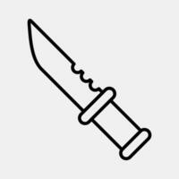 icono militar cuchillo. militar elementos. íconos en línea estilo. bueno para huellas dactilares, carteles, logo, infografía, etc. vector