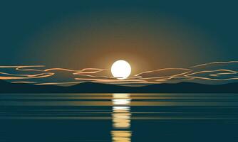 puesta de sol terminado el mar. vector ilustración