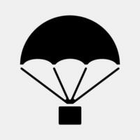 icono paracaídas. militar elementos. íconos en glifo estilo. bueno para huellas dactilares, carteles, logo, infografía, etc. vector