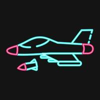 Icon fighter jet. Military elements. Icons in neon style. Good for prints, posters, logo, infographics, etc. vector