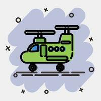 Icon military helicopter. Military elements. Icons in comic style. Good for prints, posters, logo, infographics, etc. vector