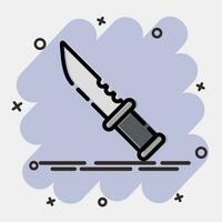 icono militar cuchillo. militar elementos. íconos en cómic estilo. bueno para huellas dactilares, carteles, logo, infografía, etc. vector