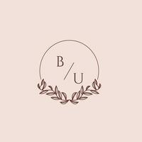 BU initial monogram wedding with creative circle line vector