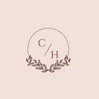 CH initial monogram wedding with creative circle line vector