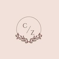 CZ initial monogram wedding with creative circle line vector