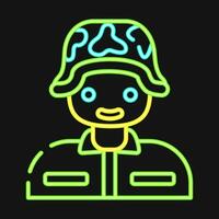 Icon soldier. Military elements. Icons in neon style. Good for prints, posters, logo, infographics, etc. vector