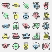 Icon set of military. Military elements. Icons in color spot style. Good for prints, posters, logo, infographics, etc. vector