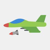 Icon fighter jet. Military elements. Icons in flat style. Good for prints, posters, logo, infographics, etc. vector