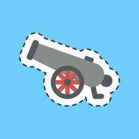 Cutting line sticker cannon. Military elements. Good for prints, posters, logo, infographics, etc. vector