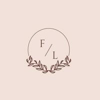 FL initial monogram wedding with creative circle line vector