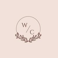 WC initial monogram wedding with creative circle line vector