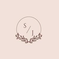 SJ initial monogram wedding with creative circle line vector