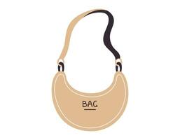 Elegant women flat handbag. Vector cartoon isolated fashion accessory bag.