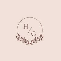 HG initial monogram wedding with creative circle line vector