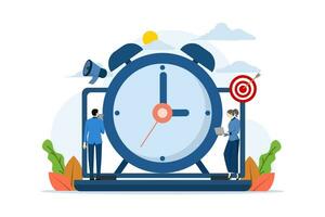 business time management concept, time organization efficiency. Project team work schedule. Good business processes. time control plan. deadline, planner, start, agenda, time, flat vector illustration