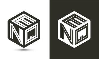 ENQ letter logo design with illustrator cube logo, vector logo modern alphabet font overlap style.