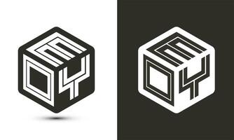 EOY letter logo design with illustrator cube logo, vector logo modern alphabet font overlap style.