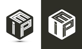 EIP letter logo design with illustrator cube logo, vector logo modern alphabet font overlap style.