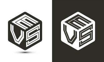 evs letra logo diseño con ilustrador cubo logo, vector logo moderno alfabeto fuente superposición estilo.