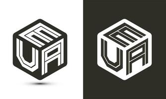 EUA letter logo design with illustrator cube logo, vector logo modern alphabet font overlap style.