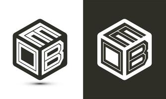 EOB letter logo design with illustrator cube logo, vector logo modern alphabet font overlap style.