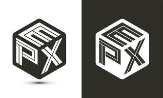 epx letra logo diseño con ilustrador cubo logo, vector logo moderno alfabeto fuente superposición estilo.