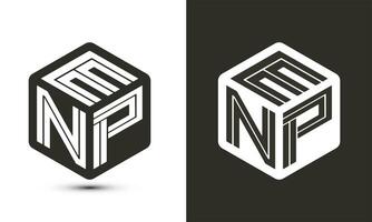 ENP letter logo design with illustrator cube logo, vector logo modern alphabet font overlap style.