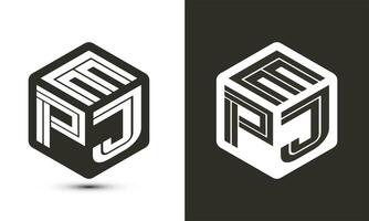 EPJ letter logo design with illustrator cube logo, vector logo modern alphabet font overlap style.