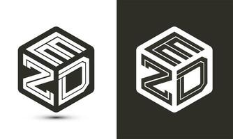 EZD letter logo design with illustrator cube logo, vector logo modern alphabet font overlap style.