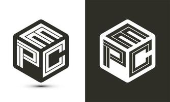 EPC letter logo design with illustrator cube logo, vector logo modern alphabet font overlap style.