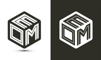 EOM letter logo design with illustrator cube logo, vector logo modern alphabet font overlap style.