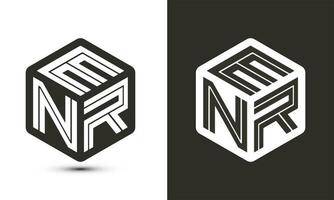 ENR letter logo design with illustrator cube logo, vector logo modern alphabet font overlap style.