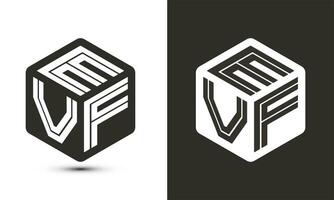 EVF letter logo design with illustrator cube logo, vector logo modern alphabet font overlap style.