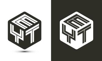 EYT letter logo design with illustrator cube logo, vector logo modern alphabet font overlap style.