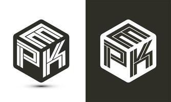 epk letra logo diseño con ilustrador cubo logo, vector logo moderno alfabeto fuente superposición estilo.