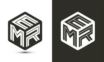 emr letra logo diseño con ilustrador cubo logo, vector logo moderno alfabeto fuente superposición estilo.