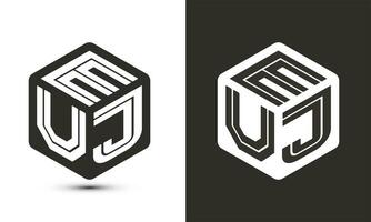 euj letra logo diseño con ilustrador cubo logo, vector logo moderno alfabeto fuente superposición estilo.