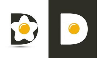 Modern illustration logo design initial D combine with fried egg. vector