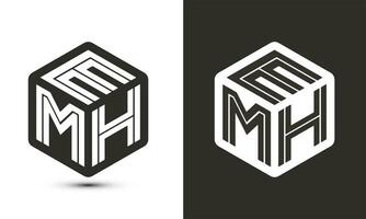 ehm letra logo diseño con ilustrador cubo logo, vector logo moderno alfabeto fuente superposición estilo.