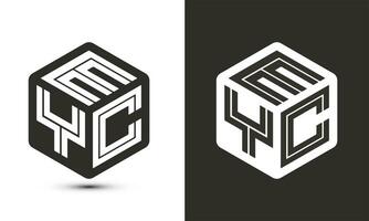 EYC letter logo design with illustrator cube logo, vector logo modern alphabet font overlap style.