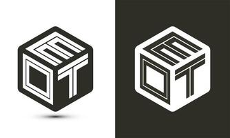 EOT letter logo design with illustrator cube logo, vector logo modern alphabet font overlap style.