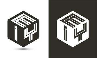 EIY letter logo design with illustrator cube logo, vector logo modern alphabet font overlap style.